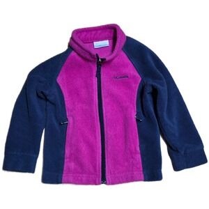 Columbia Full Zip Fleece Jacket Girl's Size‎ 3T Pink Navy Blue